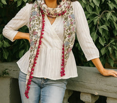 Floral Pom-Pom Stole