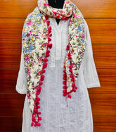 Floral Pom-Pom Stole